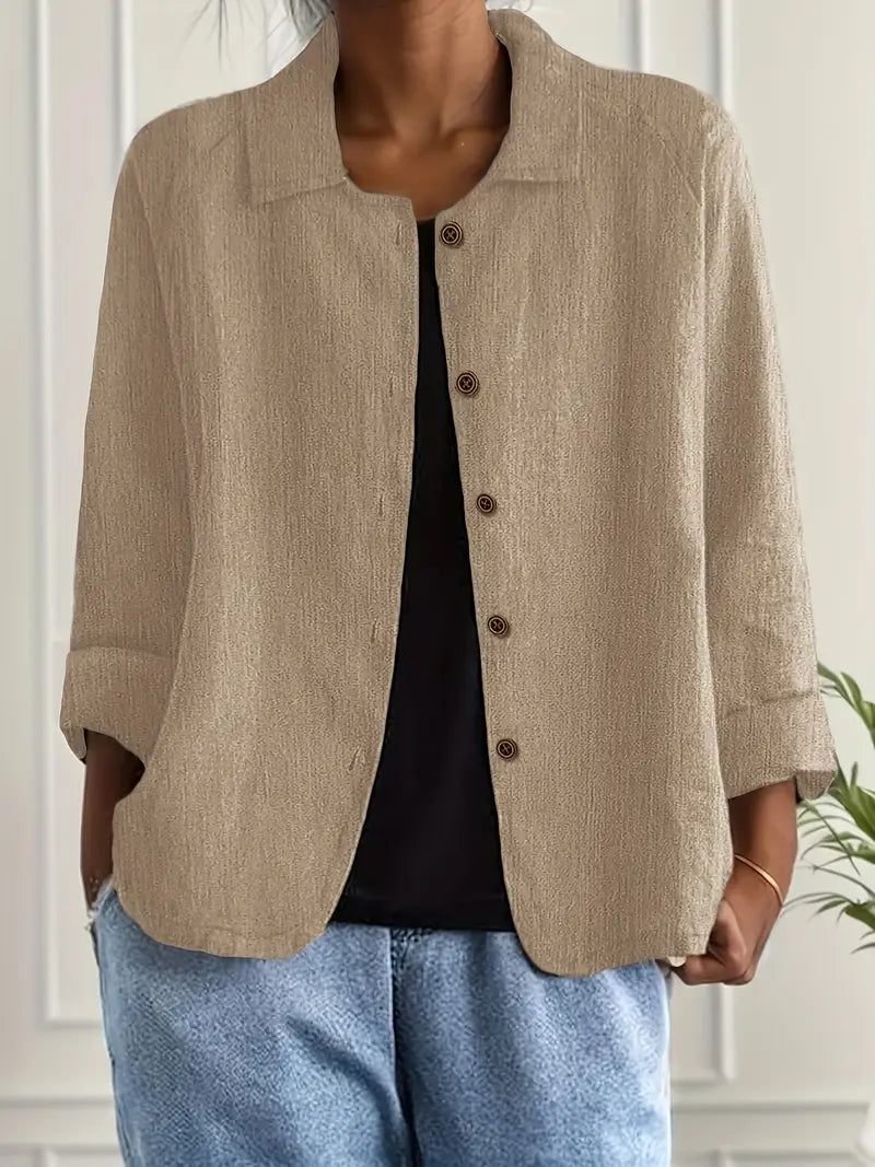 Women's Collared Button-Up Cardigan – Light Classic Cardigan