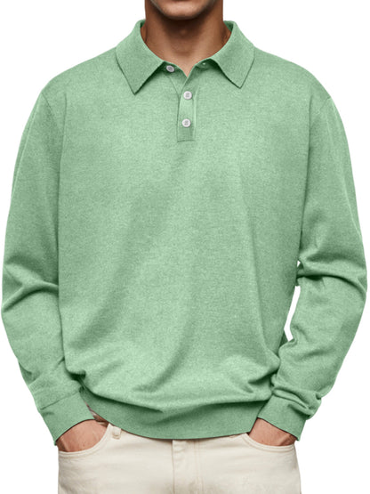 Men's Long-Sleeve Polo – Classic Buttoned Collar