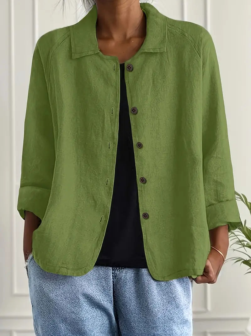 Women's Collared Button-Up Cardigan – Light Classic Cardigan