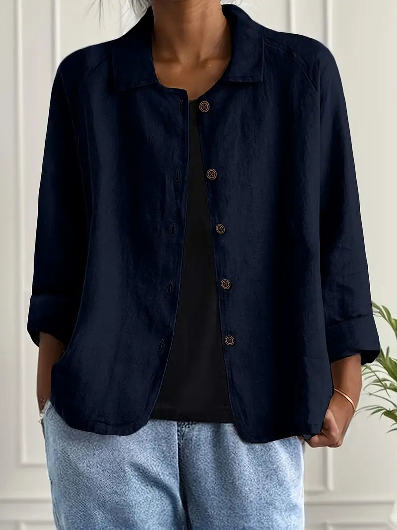 Women's Collared Button-Up Cardigan – Light Classic Cardigan
