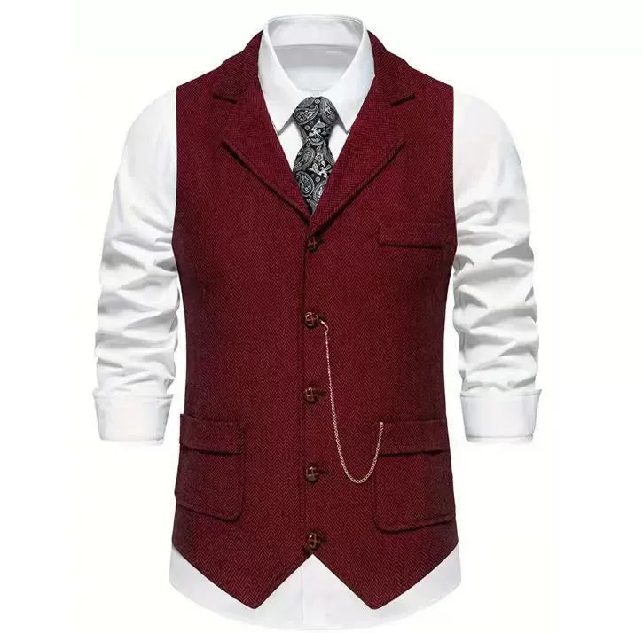 Men's Suit Waistcoat – Sleeveless Buttoned