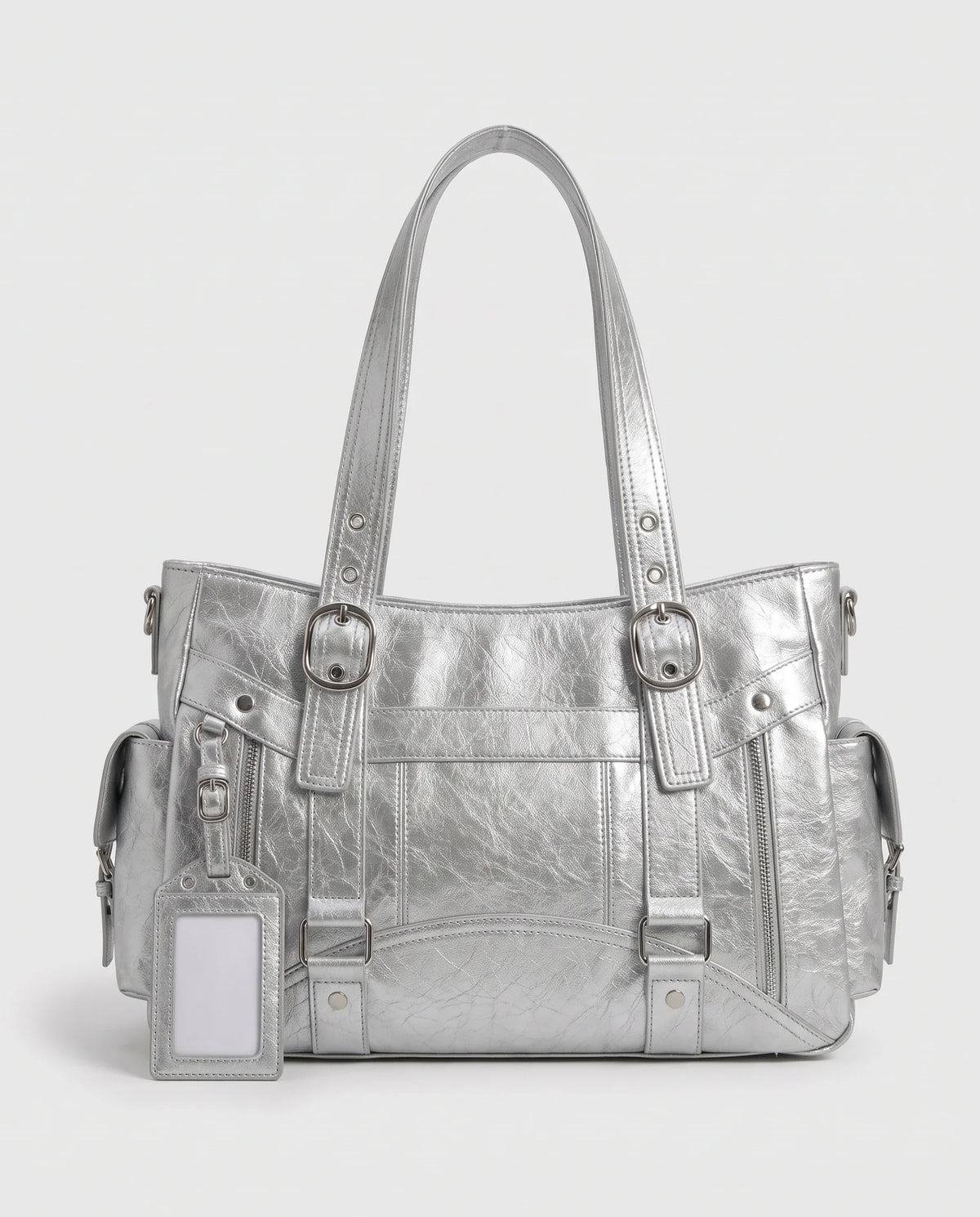 Women's Large Biker Style Tote Bag – School Bag with Buckles