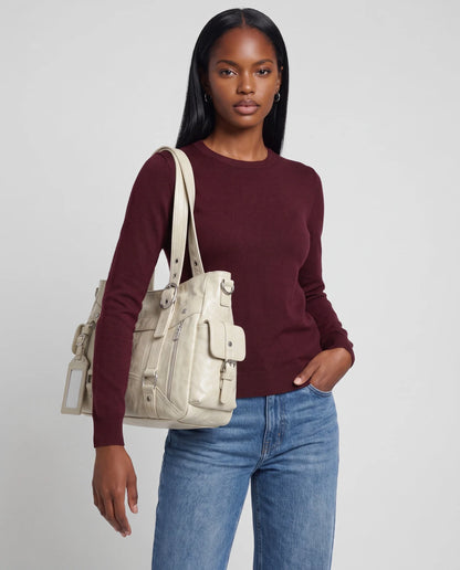 Women's Large Biker Style Tote Bag – School Bag with Buckles