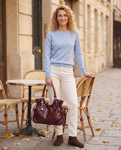 Women's Large Faux Leather Hobo Bag – School Bag with Charm