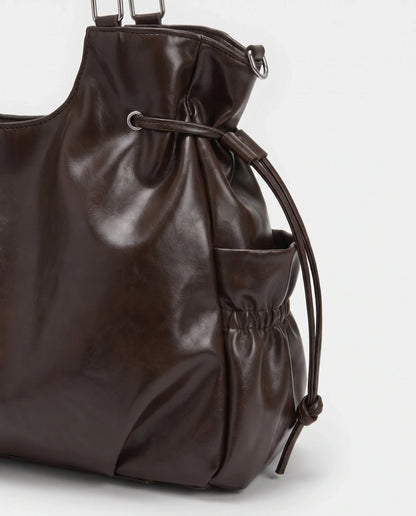 Women's Large Faux Leather Hobo Bag – School Bag with Charm