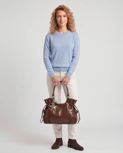 Women's Large Faux Leather Hobo Bag – School Bag with Charm