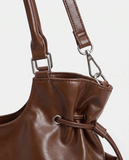 Women's Large Faux Leather Hobo Bag – School Bag with Charm