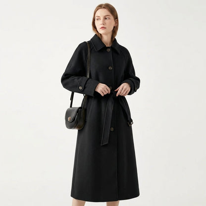Belted Longline Wool Blend Trench Coat