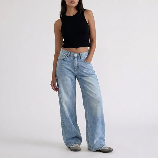 Women's Low-Rise Wide-Leg Denim Jeans Full-Length