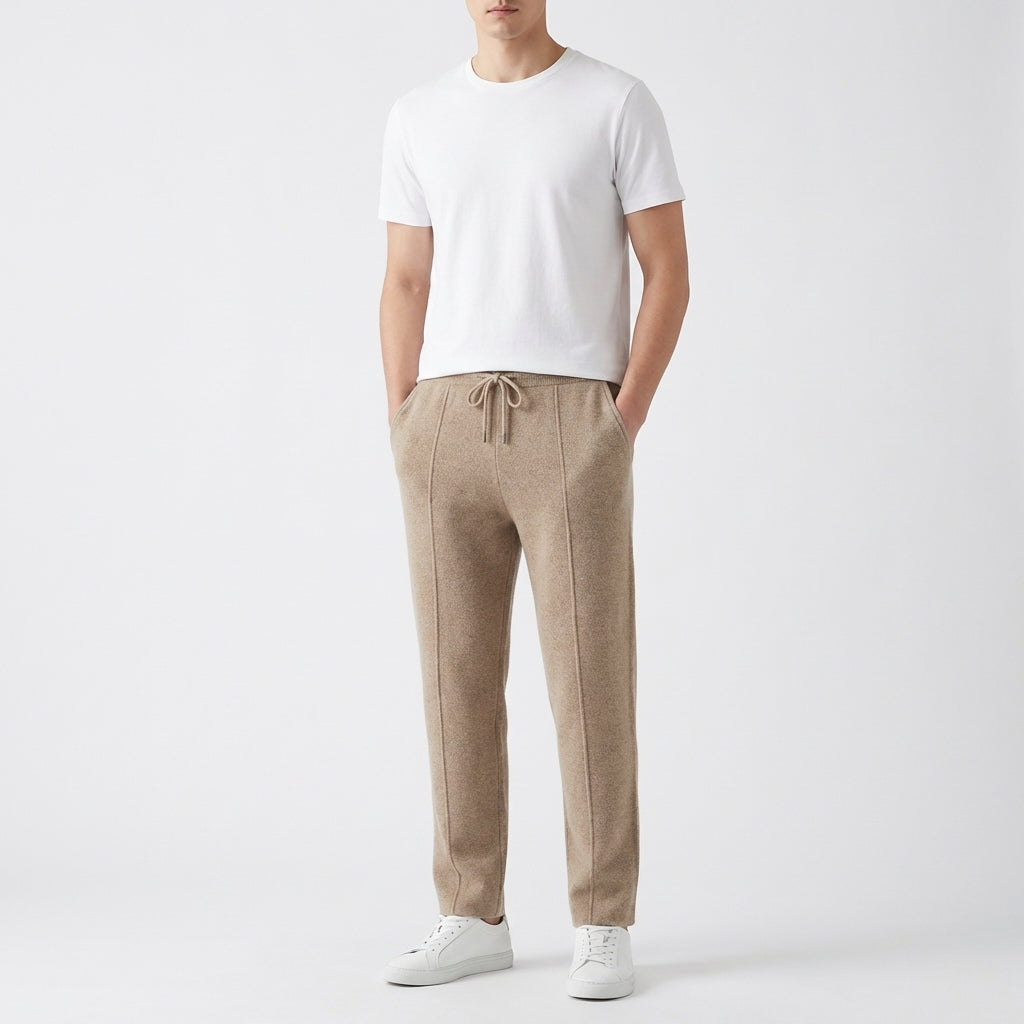 Men's Luxury Textured Knit Joggers with Front Seam Detail