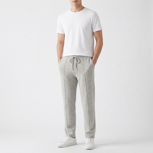 Men's Luxury Textured Knit Joggers with Front Seam Detail