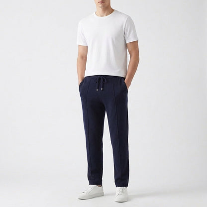 Men's Luxury Textured Knit Joggers with Front Seam Detail