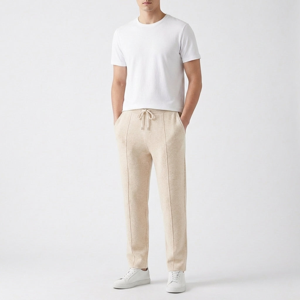Men's Luxury Textured Knit Joggers with Front Seam Detail