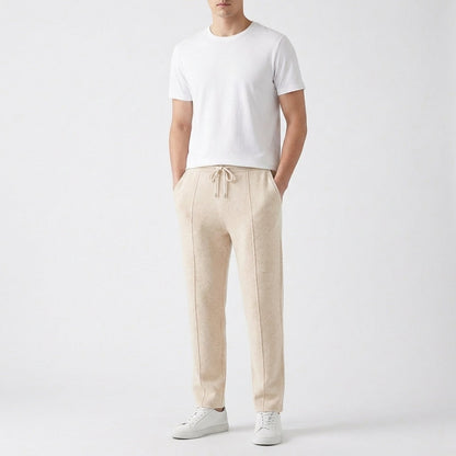 Men's Luxury Textured Knit Joggers with Front Seam Detail