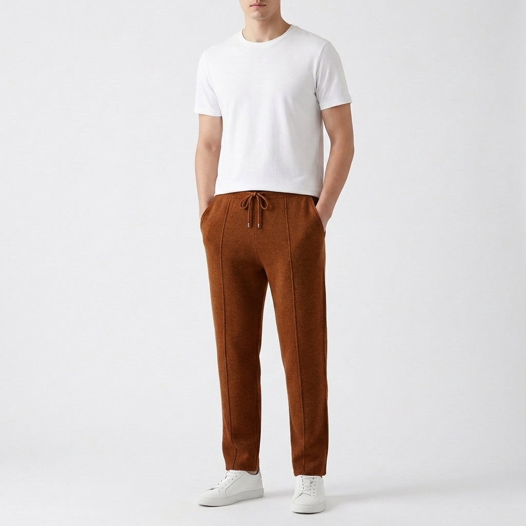 Men's Luxury Textured Knit Joggers with Front Seam Detail
