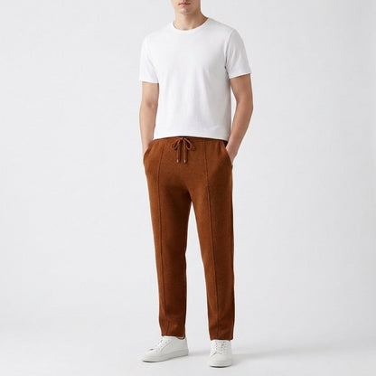Men's Luxury Textured Knit Joggers with Front Seam Detail