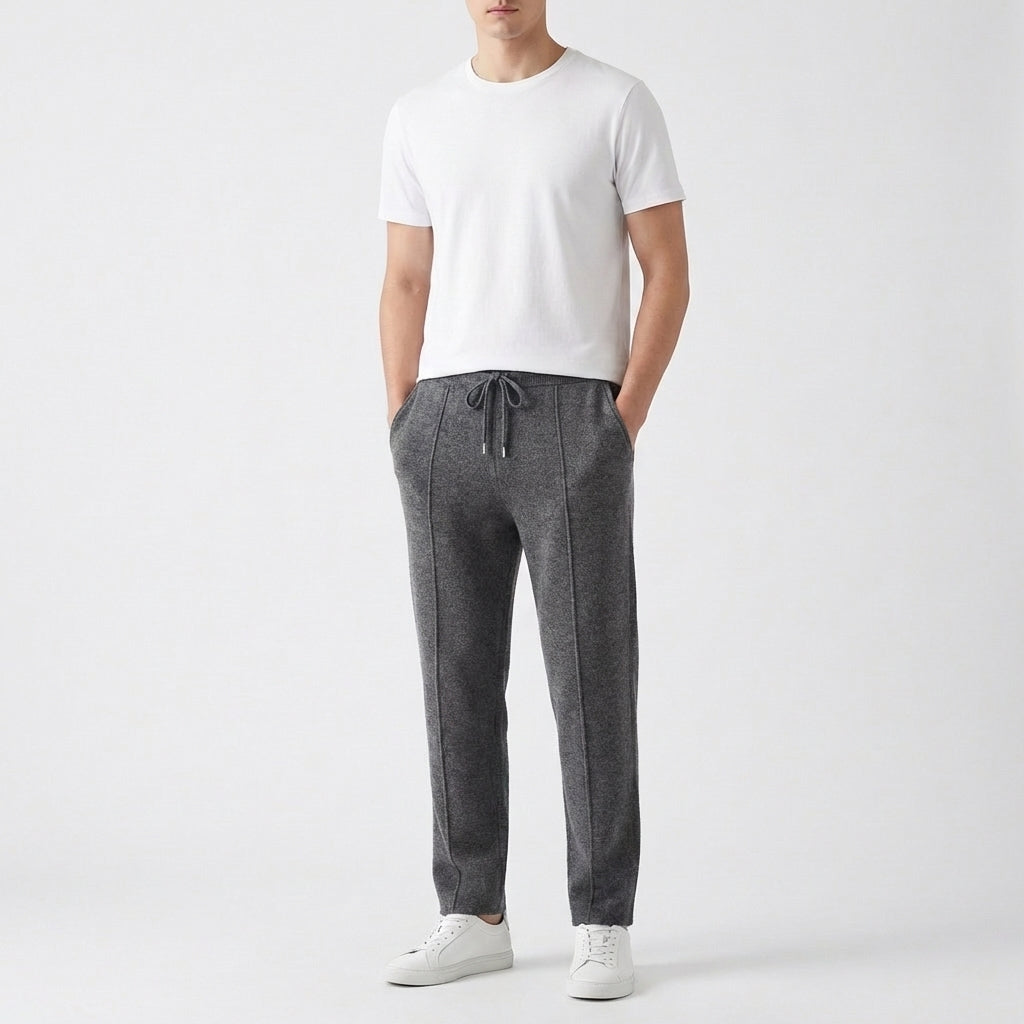 Men's Luxury Textured Knit Joggers with Front Seam Detail