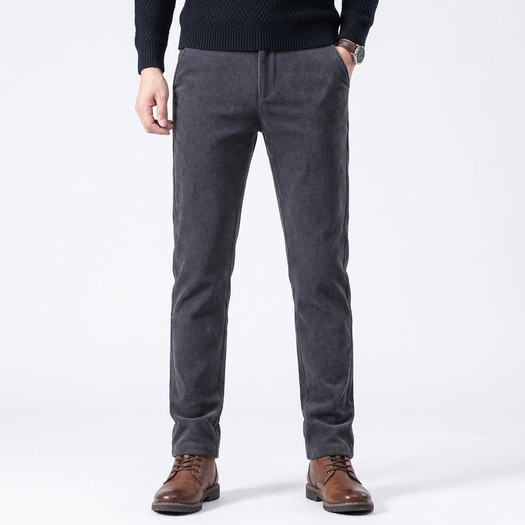 Men's Stretch Corduroy Straight-Leg Pants Full-Length