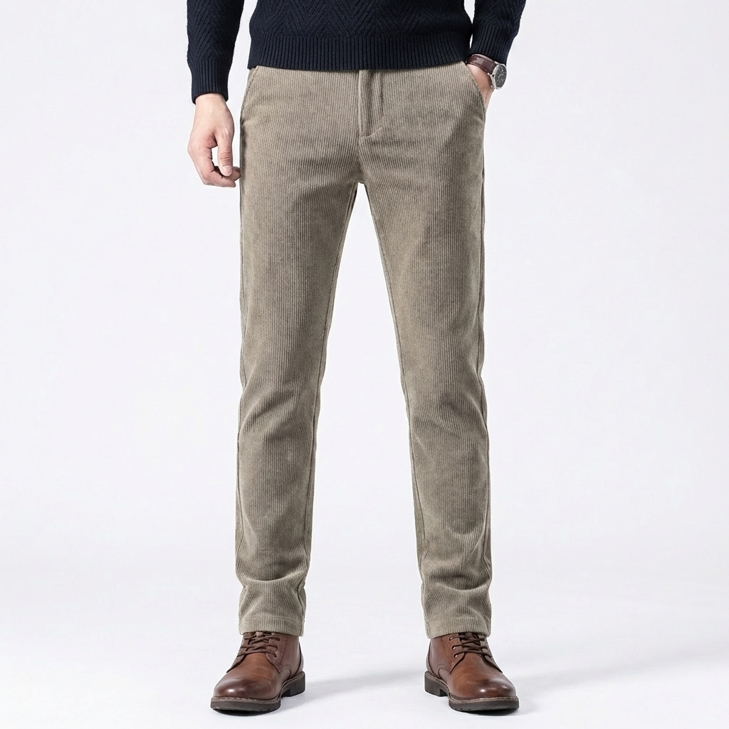 Men's Stretch Corduroy Straight-Leg Pants Full-Length