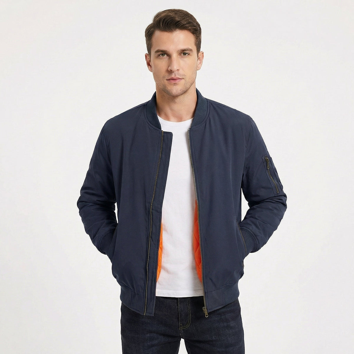 Men's Bomber Jacket – MA-1 Flight Jacket with Contrast Quilted Lining