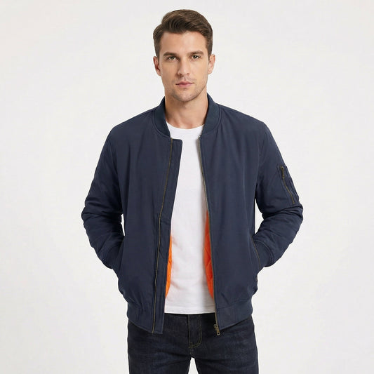 Men's Bomber Jacket – MA-1 Flight Jacket with Contrast Quilted Lining