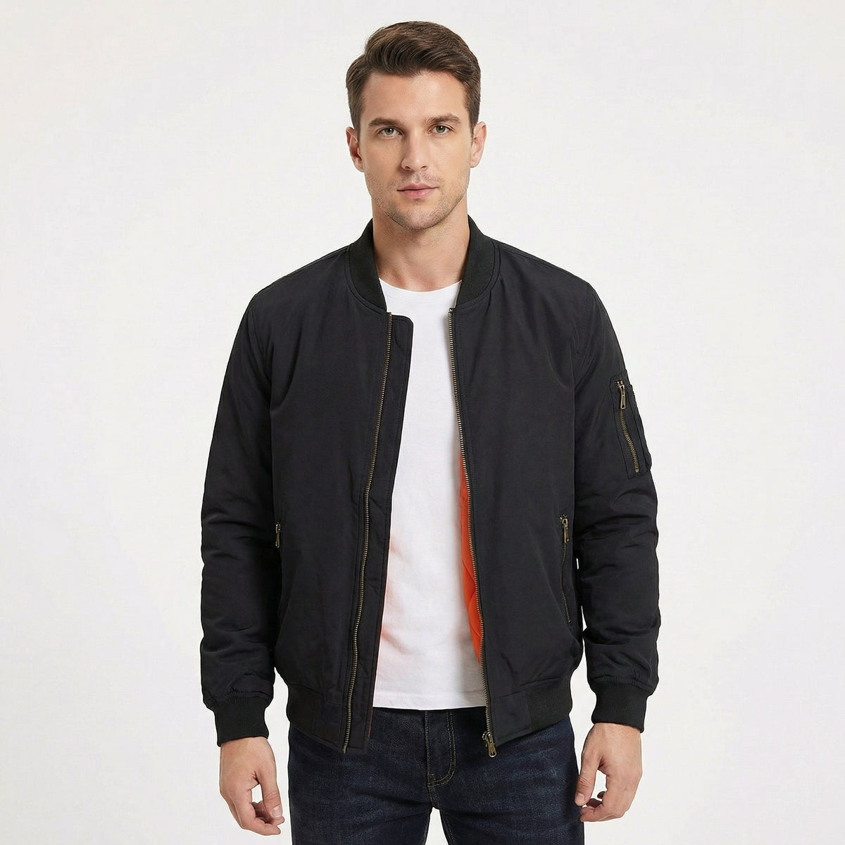 Men's Bomber Jacket – MA-1 Flight Jacket with Contrast Quilted Lining