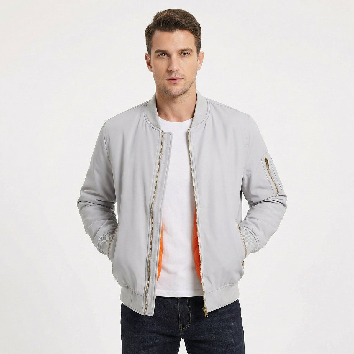 Men's Bomber Jacket – MA-1 Flight Jacket with Contrast Quilted Lining