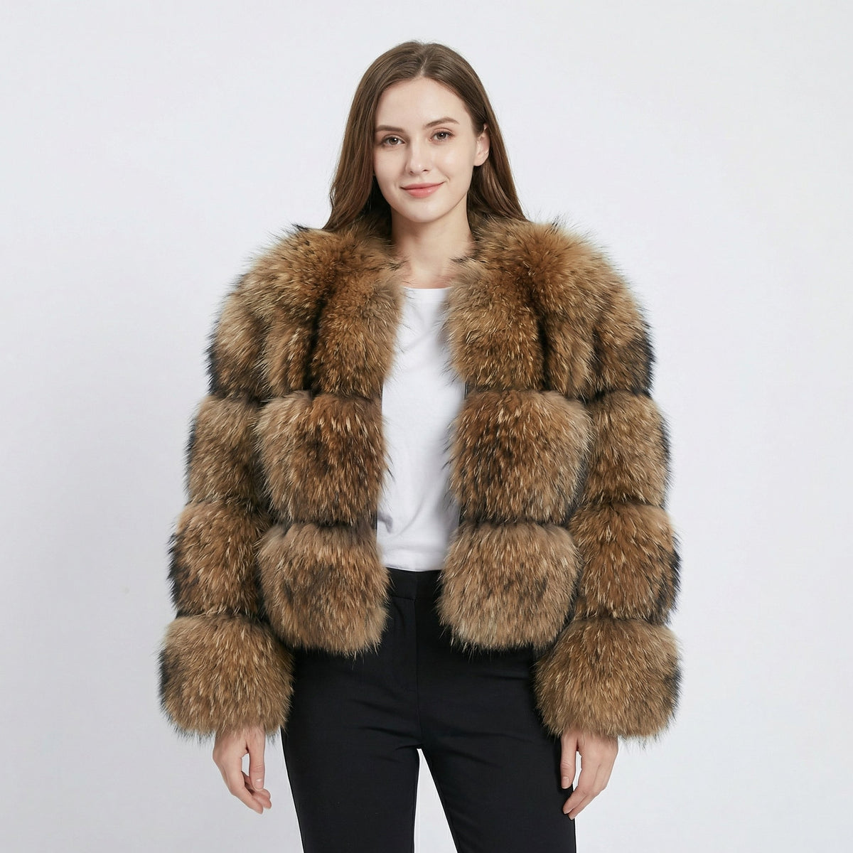 Women’s Textured Faux Fur Cropped Coat