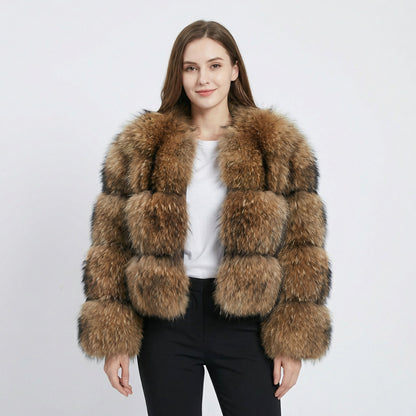 Women’s Textured Faux Fur Cropped Coat