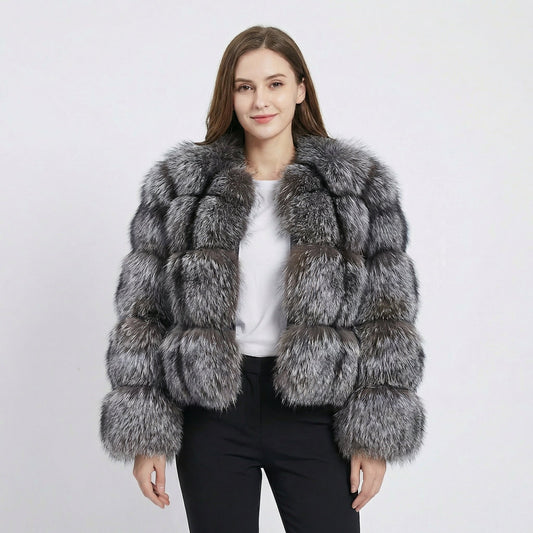 Women’s Textured Faux Fur Cropped Coat