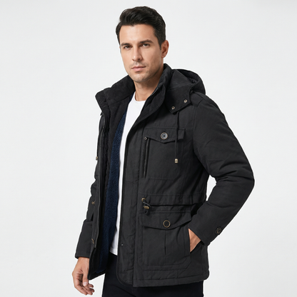 Men's Water Resistant Fleece Lined Hooded Winter Jacket