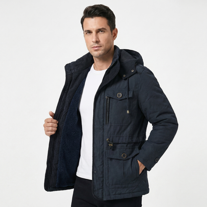 Men's Water Resistant Fleece Lined Hooded Winter Jacket