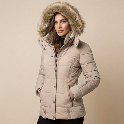 Women's Slim Fit Fur Collar Puffer Down Winter Jacket