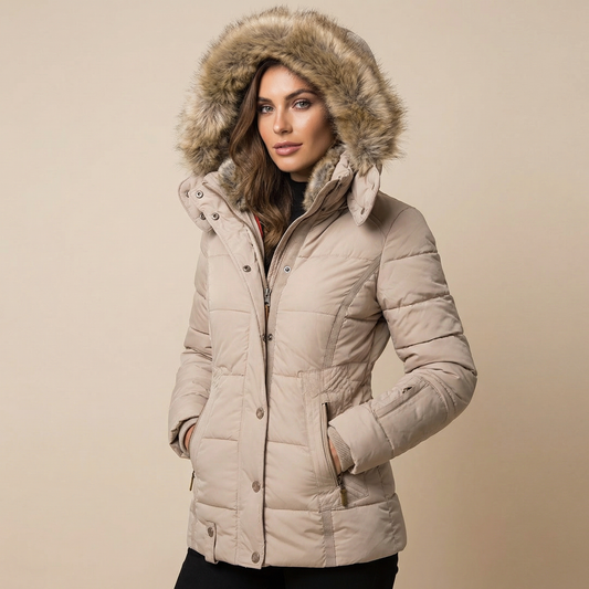 Women's Slim Fit Fur Collar Puffer Down Winter Jacket
