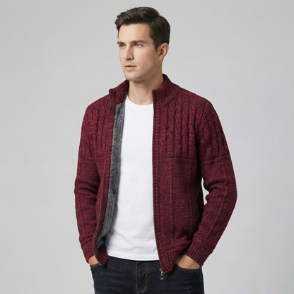 Men's Thickened Full Zip Warm Knit Cardigan Sweater