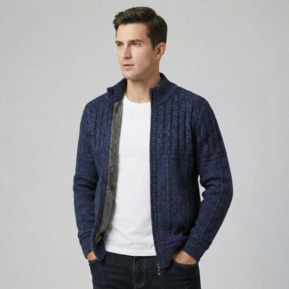 Men's Thickened Full Zip Warm Knit Cardigan Sweater