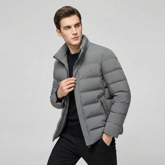 Men's Stand Collar Cotton Padded Puffer Winter Coat