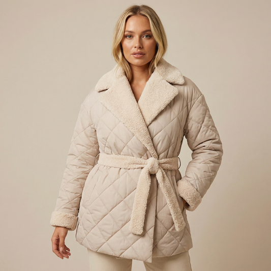 Women's Quilted Belted Wrap Puffer Coat