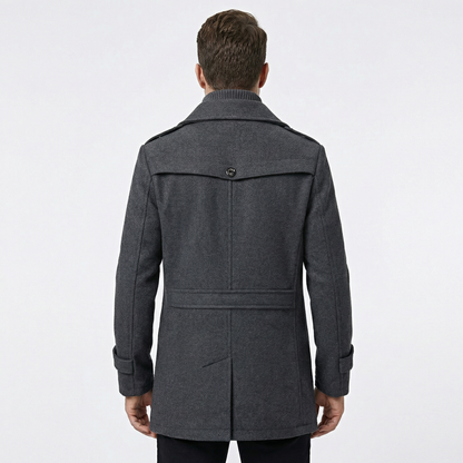 Men's Double Collar Wool Overcoat Smart Casual Winter Jacket