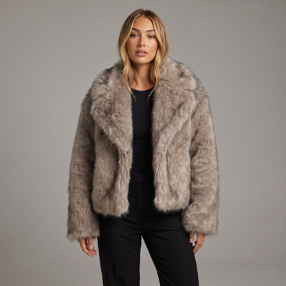 Women's Faux Fur Coat Oversized Winter Jacket Wide Lapel