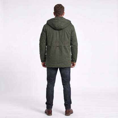 Men's Fleece Lined Hooded Zip Trench Coat – Warm Winter Jacket