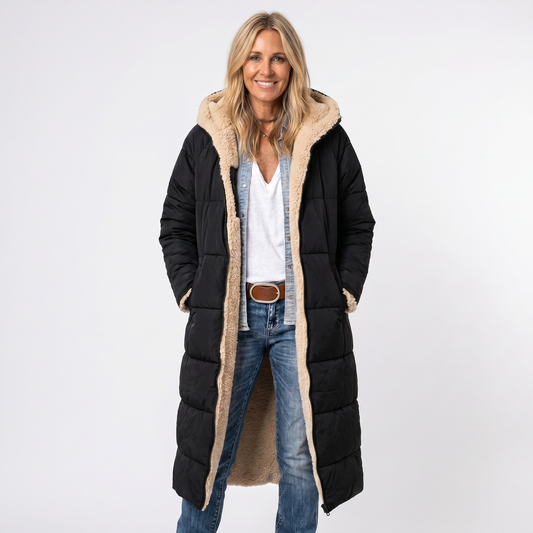 Women's Oversized Solid Hooded Longline Cotton Coat