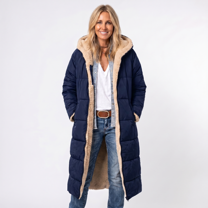 Women's Oversized Solid Hooded Longline Cotton Coat