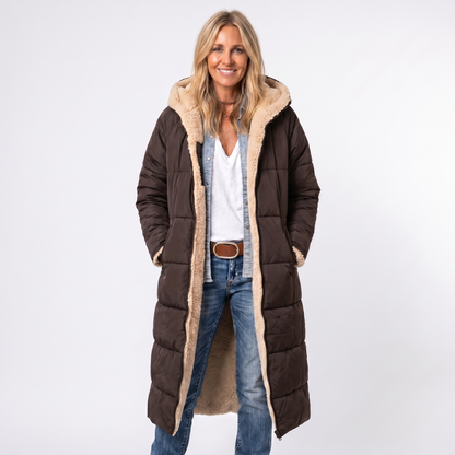 Women's Oversized Solid Hooded Longline Cotton Coat