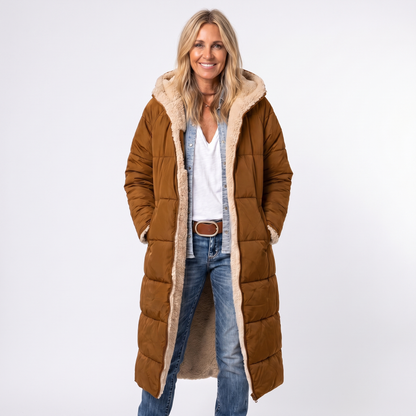 Women's Oversized Solid Hooded Longline Cotton Coat