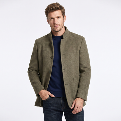 Men's Stand Collar Premium Wool Business Jacket