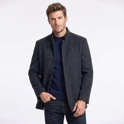Men's Stand Collar Premium Wool Business Jacket