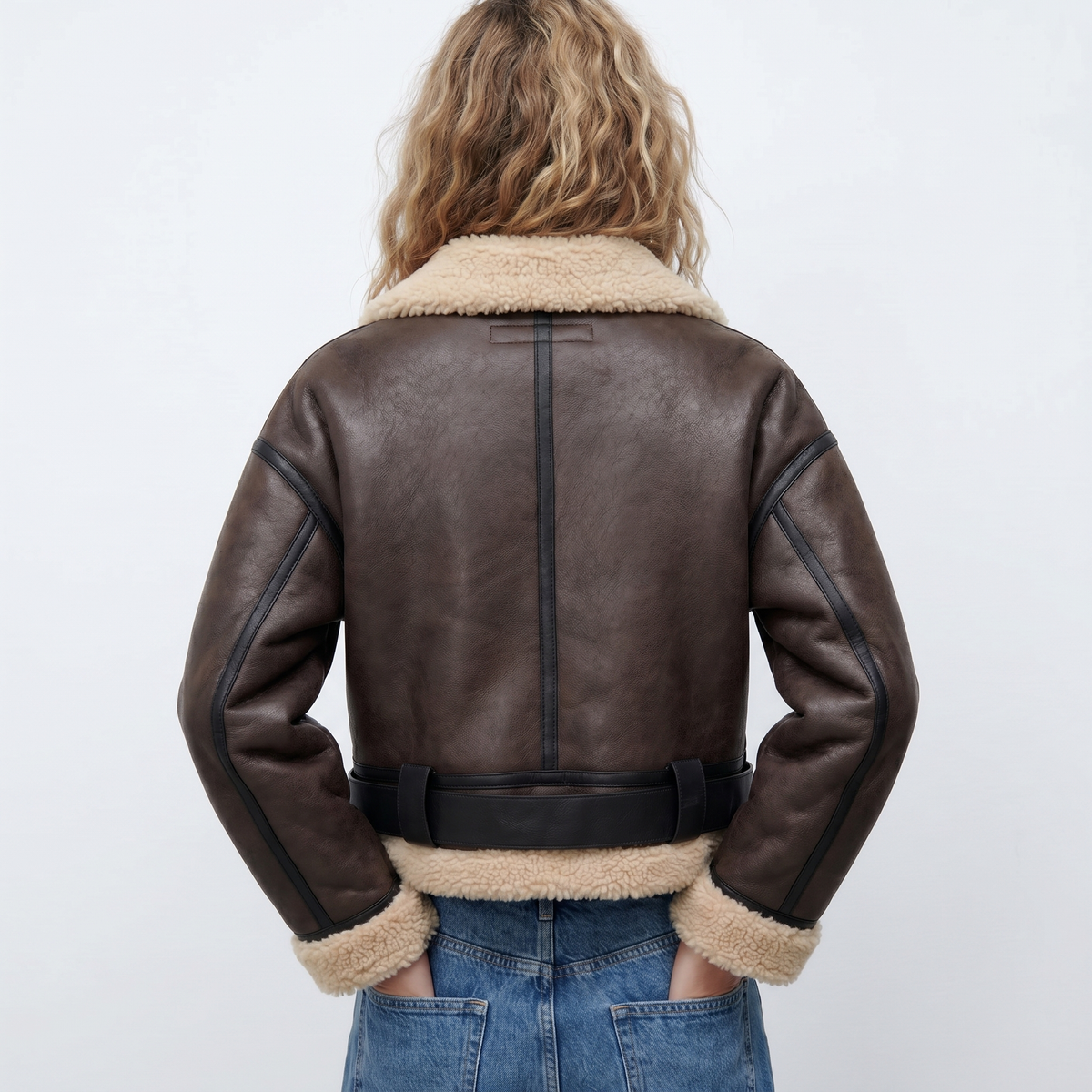 Women's Luxury Double-Sided Shearling Warm Bomber Jacket