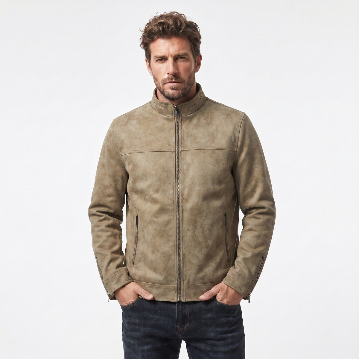 Men's Vintage Distressed Leather Bomber Jacket