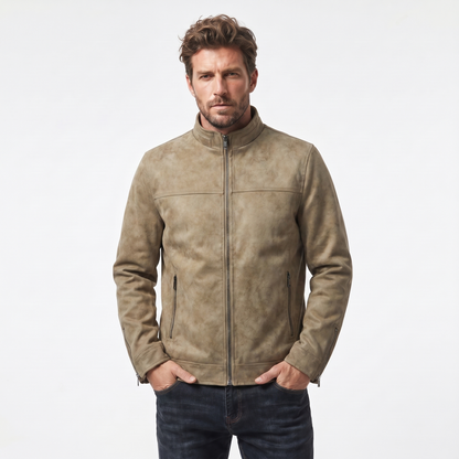 Men's Vintage Distressed Leather Bomber Jacket